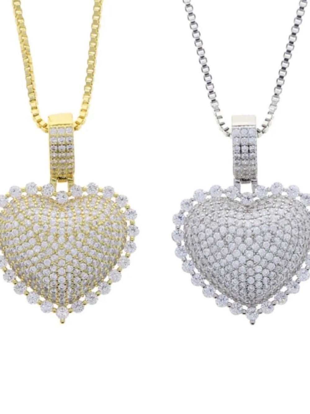 105. Bling Heart Necklace Brand New Silver